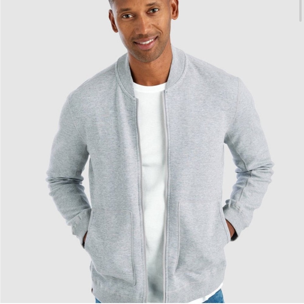 johnnie-O Bomber Jacket Two Way Full Zip Gray